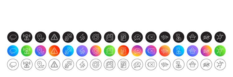 inspect hdd and talk bubble line icons for web vector image