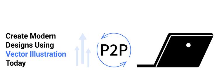 peer-to-peer networking symbol with arrows vector image