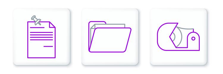 set line scotch note paper with pinned pushbutton vector image