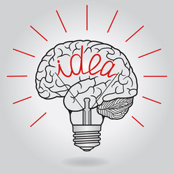 Abstract with brain and light bulb - idea vector