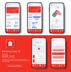 Banking app ui kit for responsive mobile vector