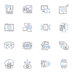 cyberprogram line icons collection security vector image