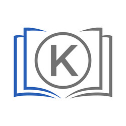 Letter k education logo concept with open book Vector Image