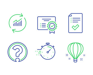 Question mark timer and update data icons set vector