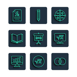 set line computer monitor with graph chart square vector image