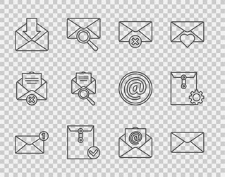 set line envelope delete and check mark vector image
