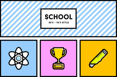 80s or 90s stylish school education icon set vector