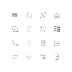 Network and database linear thin icons set vector