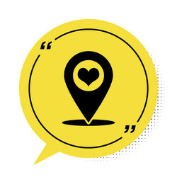 Black map pointer with heart icon isolated vector