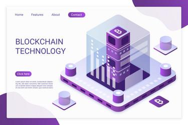 Blockchain bitcoin financial technology landing vector