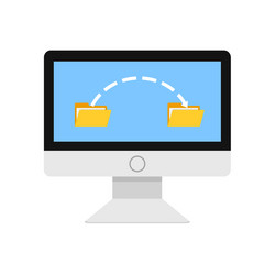 computer monitor with copy from one folder vector image
