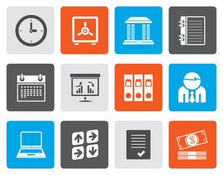 Flat business finance and office icons vector