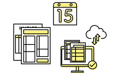 Simple line-drawing icons that evoke the image vector