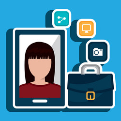 Executive woman and cellphone isolated icon design vector