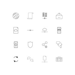 network and database linear thin icons set vector image