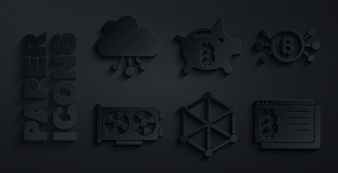 set blockchain technology bitcoin circuit video vector image