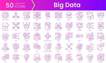 set of big data icons gradient style icon bundle vector image