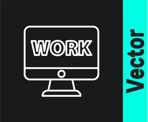 white line computer monitor with text work icon vector image