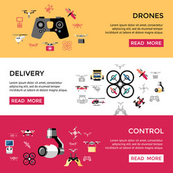 Digital flying drone objects color vector