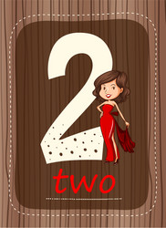 flashcard number 2 with and word vector image