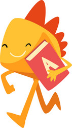 Funny Monster Running with Book Vector Image