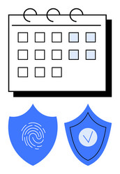 calendar with security shields emphasizing vector image