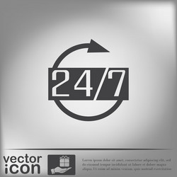 character 24 7 open hours a day and days vector