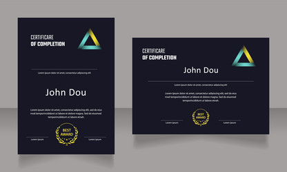 Class completion certificate design template set vector