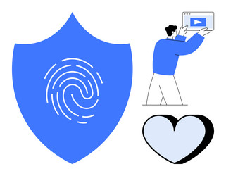 digital security shield with fingerprint user vector image