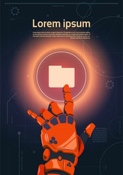 robot hand touch digital button of file folder vector image