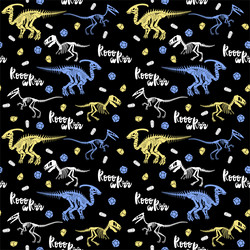 Seamless pattern with dinosaur skeleton vector