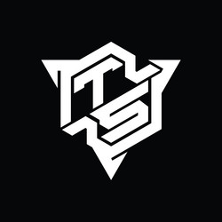 Ts logo monogram hexagon shape with triangle Vector Image