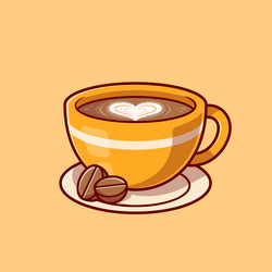 Coffee love foam with beans cartoon icon vector