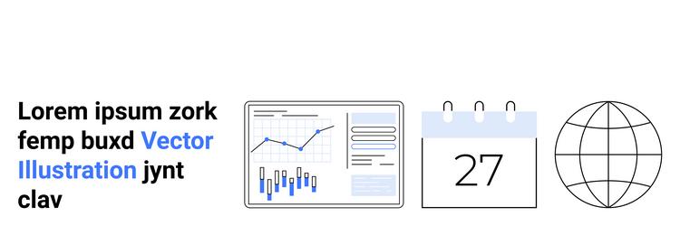 data and analytics with calendar globe icon vector image