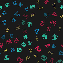 set line diamond shield for game computer mouse vector image