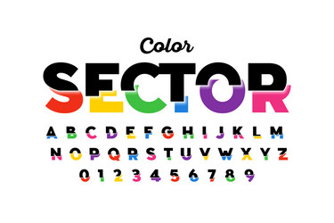 Sliced Font Alphabet - Colorful & Modern vector image