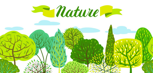 spring or summer background with stylized trees vector image