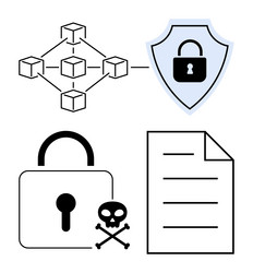 cybersecurity concept with blockchain shield vector image