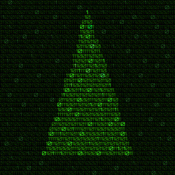 Digital christmas tree with binary code vector