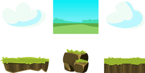 Elements of nature summer landscape ground grass vector