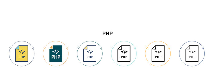 php icon in filled thin line outline and stroke vector