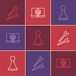 set line dart arrow chip for board game vector image
