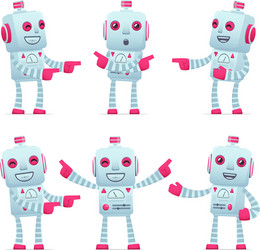 set of robot character in different poses vector image