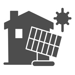 Solar battery and building solid icon smart home vector