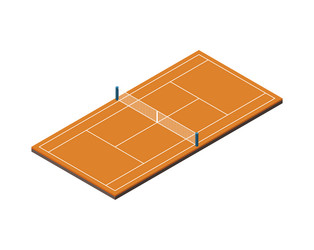 tennis court isometric composition vector