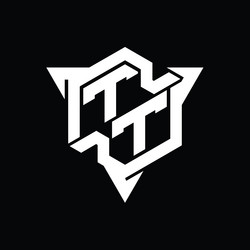 Tt logo monogram hexagon shape with triangle Vector Image