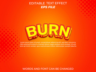 Burn text effect font editable typography 3d vector