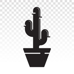 Cactus or saguaro with pot flat icons vector