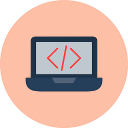 coding flat circle icon vector image