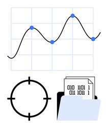 data analysis growth chart with binary code vector image